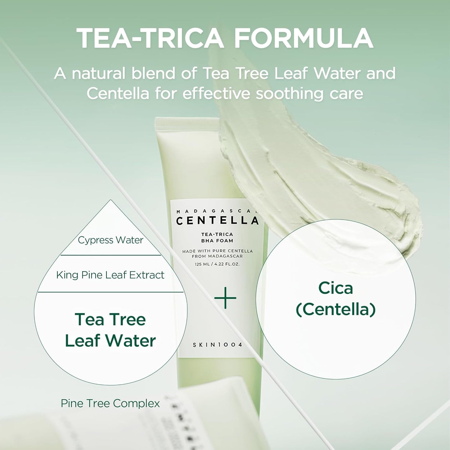 SKIN1004 Madagascar Centella Tea-Trica BHA Foam 4.22 fl.oz, 125ml