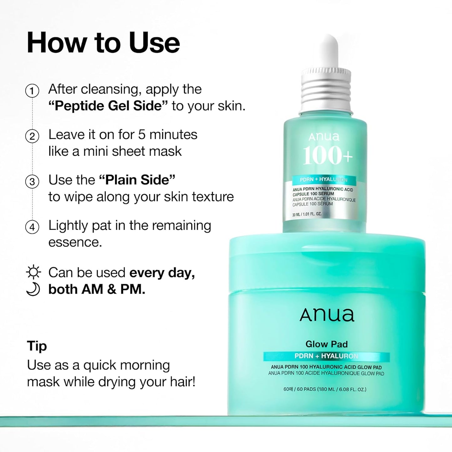 ANUA PDRN HYALURONIC GLOW PAD 180ml (60EA)