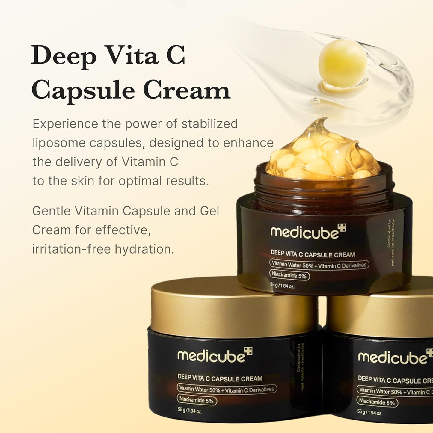 Medicube Capsule Cream with Deep Vitamin C | Liposome Vitamin C Golden Capsule, 1.94 oz
