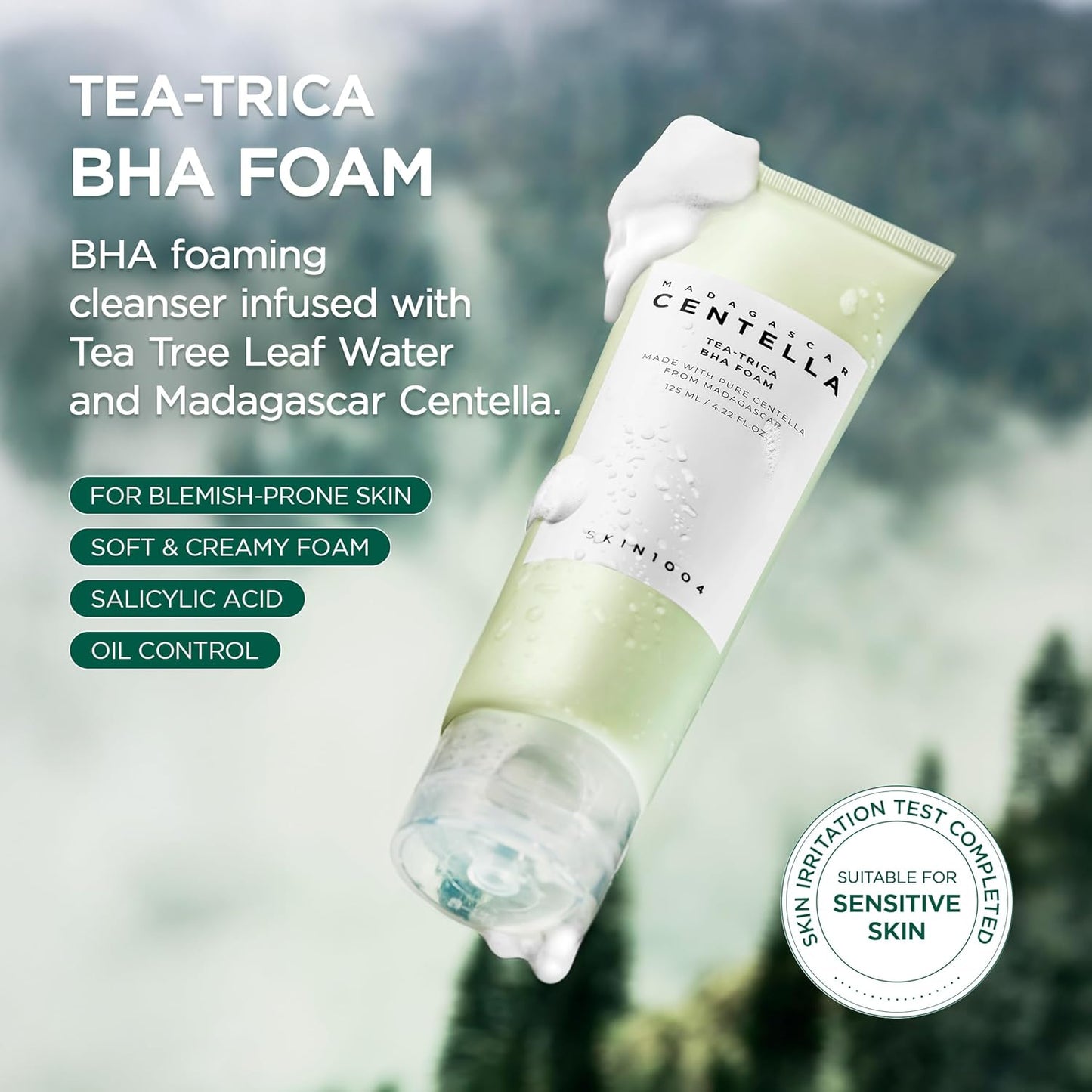 SKIN1004 Madagascar Centella Tea-Trica BHA Foam 4.22 fl.oz, 125ml