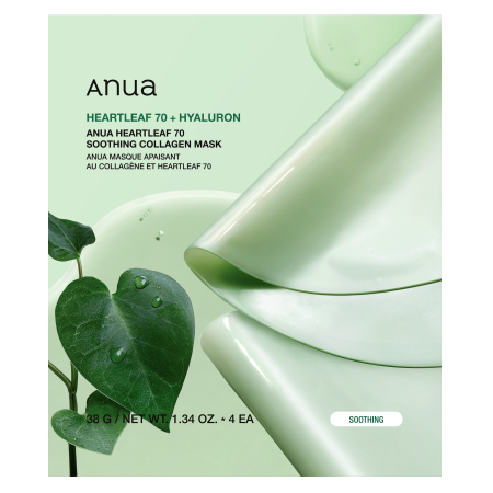 ANUA HEARTLEAF 70 SOOTHING COLLAGEN MASK (38g, 4ea)