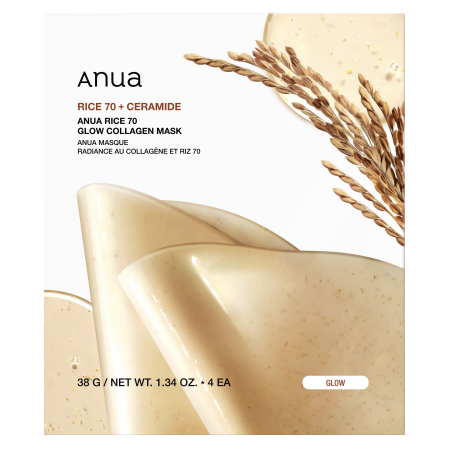 ANUA RICE 70 GLOW COLLAGEN MASK (38g, 4ea)
